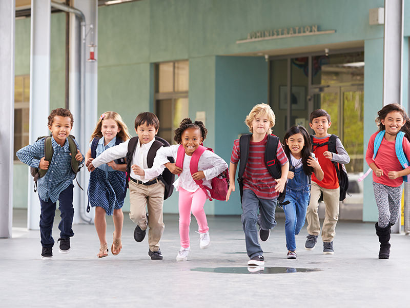 Children heading to kindergarten