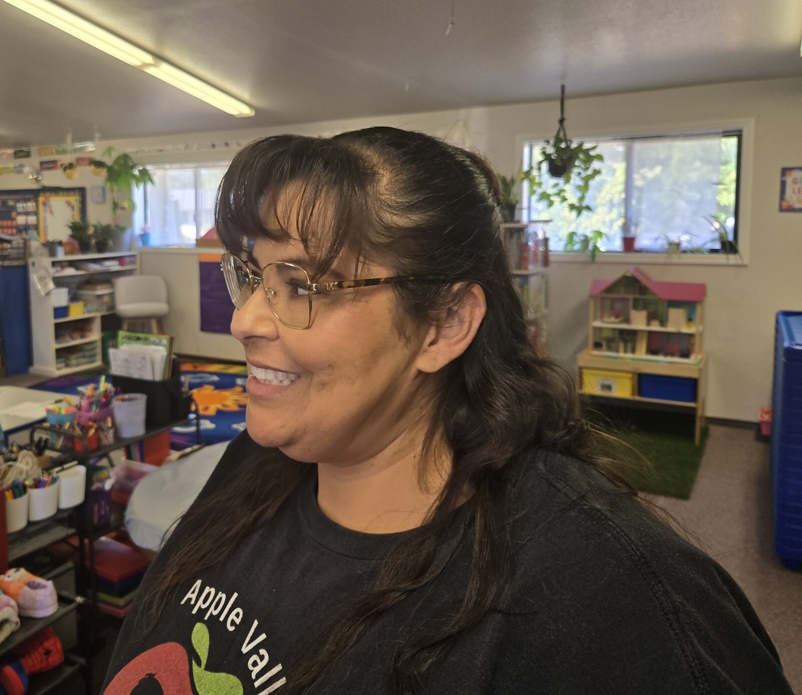 Angelica Sanchez, owner of Apple Valley Childcare and Preschool, in her classroom